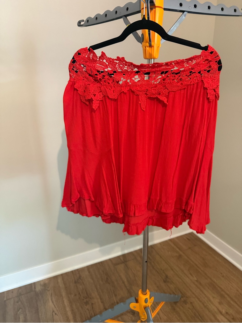 Umgee Red Crochet Off the Shoulder Top
